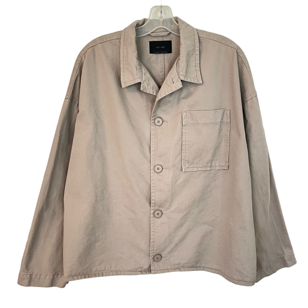 Oak + Fort Women’s S Chore Coat Tan Boxy Oversized Cropped Preppy Academia Barn